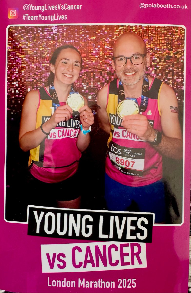 Tippy &amp; <a href="/mat_oram/">Mat Oram</a> completed the London Marathon and smashed their £5k target for <a href="/YLvsCancer/">Young Lives vs Cancer</a> ! 🏃‍♂️🎉 
Mat's knee gave up at 18km, but with 1 mile to go, Tippy tapped him on the shoulder, still flying! 🐢&amp;🐇 in real life! Thx to everyone who supported &amp; messaged it means so much!🩷
