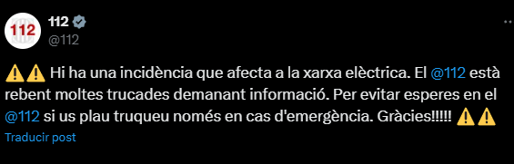 sport's tweet photo. 𝐄𝐥 𝐭𝐮𝐢𝐭 𝐝𝐞𝐥 𝟏𝟏𝟐 📲

🙏El 112 pide a los ciudadanos que, para evitar esperas, solo se llame en casos de emergencia. https://t.co/SPhxcDnyJQ