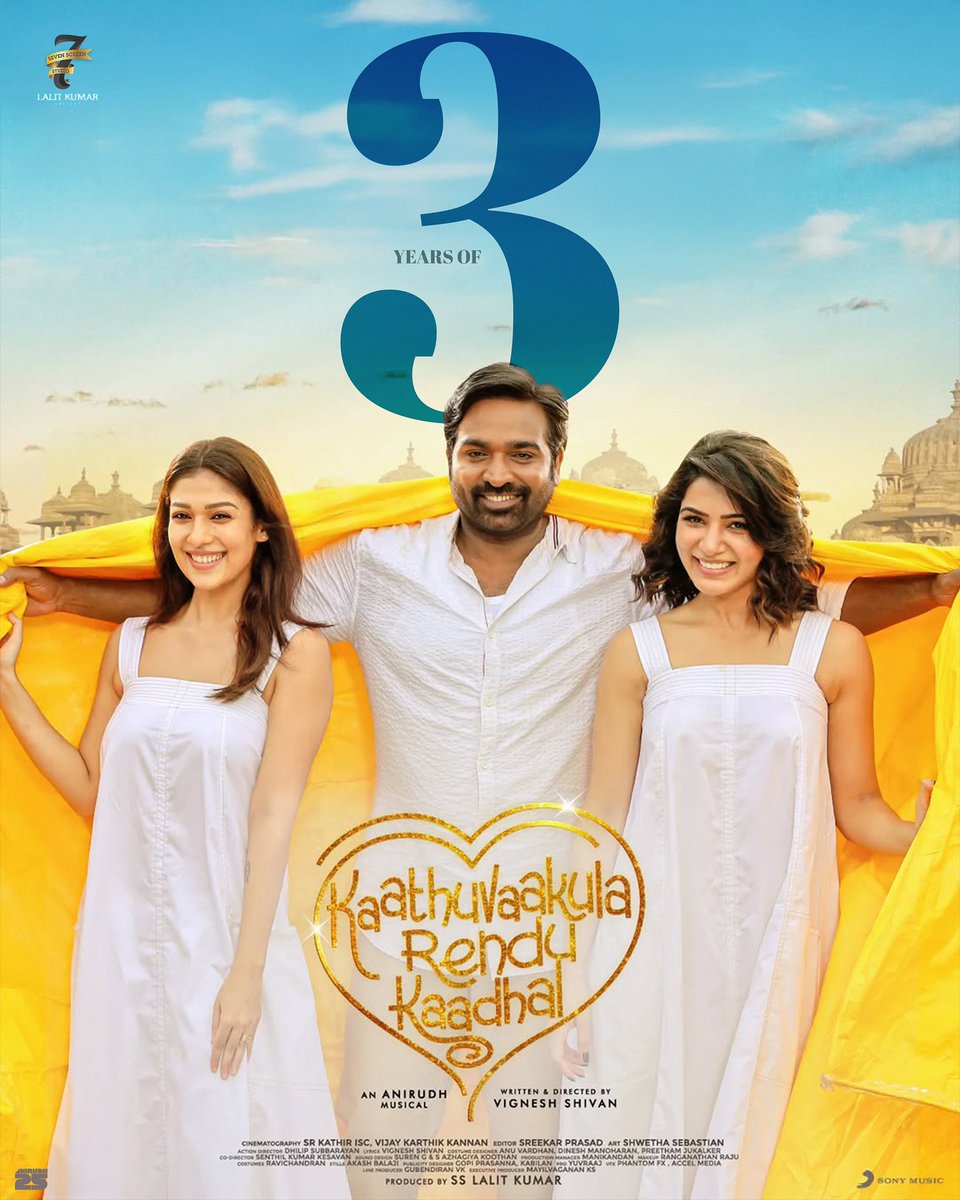 Seven Screen Studio (@7screenstudio) on Twitter photo Celebrating 3 years of #KaathuvaakulaRenduKaadhal #KRK
A film that captured the chaos and beauty of love ♥️
<a href="/VijaySethuOffl/">VijaySethupathi</a> #VigneshShiva <a href="/anirudhofficial/">Anirudh Ravichander</a> #Nayanthara <a href="/Samanthaprabhu2/">Samantha</a> Celebrating 3 years of #KaathuvaakulaRenduKaadhal #KRK
A film that captured the chaos and beauty of love ♥️
<a href="/VijaySethuOffl/">VijaySethupathi</a> #VigneshShiva <a href="/anirudhofficial/">Anirudh Ravichander</a> #Nayanthara <a href="/Samanthaprabhu2/">Samantha</a>