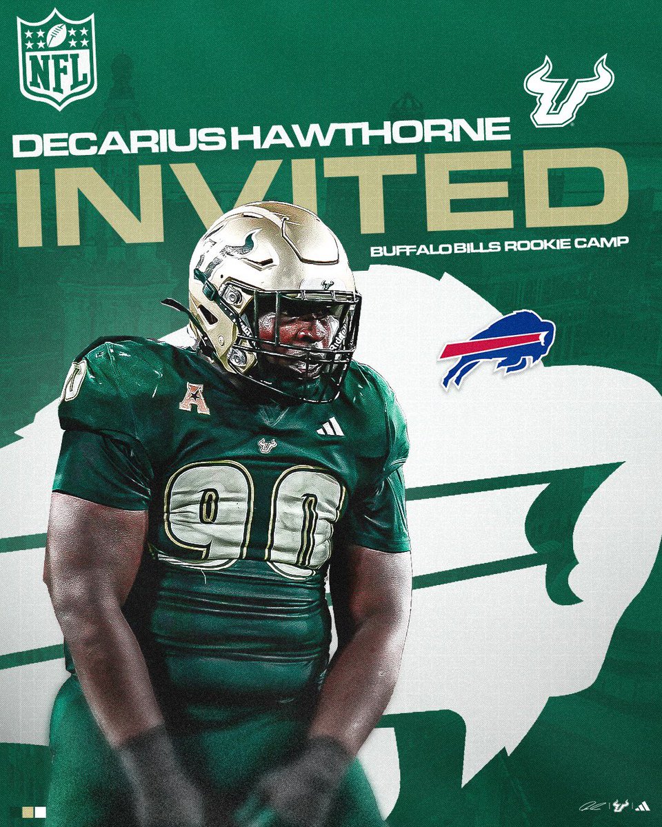 USF Football (@usffootball) on Twitter photo Decarius Hawthorne has been invited to the <a href="/BuffaloBills/">Buffalo Bills</a> Rookie Camp ‼️
#ComeToTheBay | #StayInTheBay Decarius Hawthorne has been invited to the <a href="/BuffaloBills/">Buffalo Bills</a> Rookie Camp ‼️
#ComeToTheBay | #StayInTheBay
