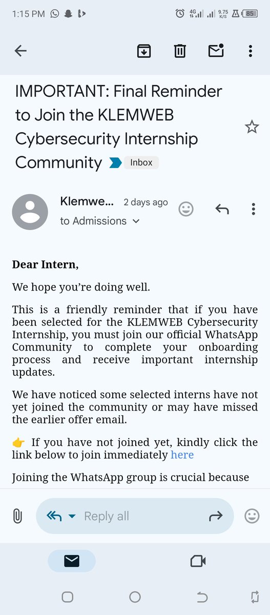 <a href="/klemweb/">Klemweb</a>
Excited to kickstart my cybersecurity career with an internship at KLEMWEB! Grateful for the opportunity and ready for the journey ahead. #Cybersecurity #Internship #KLEMWEB #LearningAndGrowing