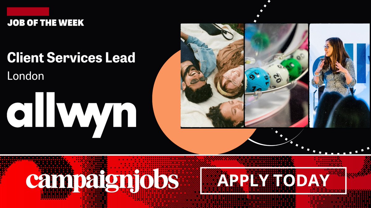 🚨 New Job: Client Services Lead

<a href="/allwynuk/">allwynuk</a>  is hiring! 

They're looking for an experienced Client Services Lead to join their innovative in-house creative studio based in London and Watford. 

✅ Apply now: campaignlive.co.uk/jobs/job/15686…