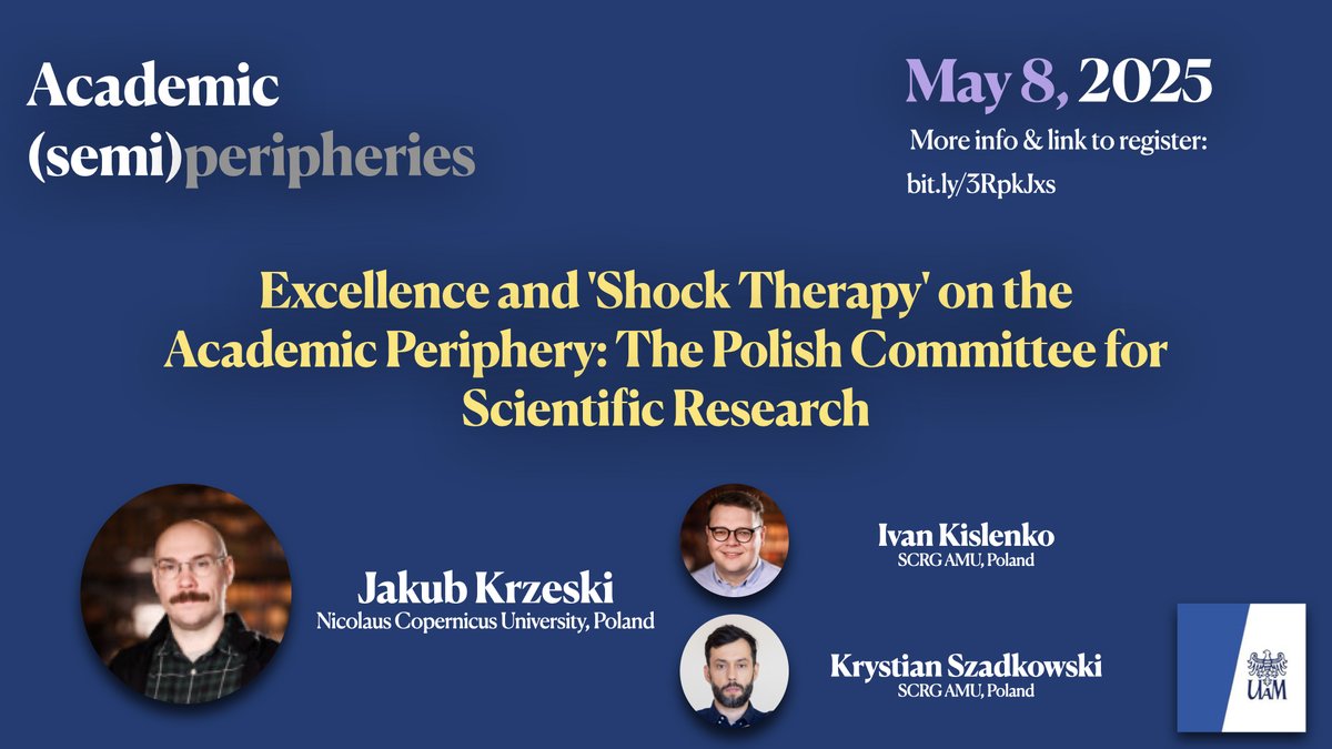 Scholarly Communication (@scholarlycommrg) on Twitter photo We are excited to announce that we are launching a new season of our seminar series!
On 8th of May (14:00 CET) <a href="/j_krzeski/">Jakub Krzeski</a> will discuss how the idea of excellence is used in capitalist transformations of academic periphery
@Kisloy3 will summarise the discussion We are excited to announce that we are launching a new season of our seminar series!
On 8th of May (14:00 CET) <a href="/j_krzeski/">Jakub Krzeski</a> will discuss how the idea of excellence is used in capitalist transformations of academic periphery
@Kisloy3 will summarise the discussion