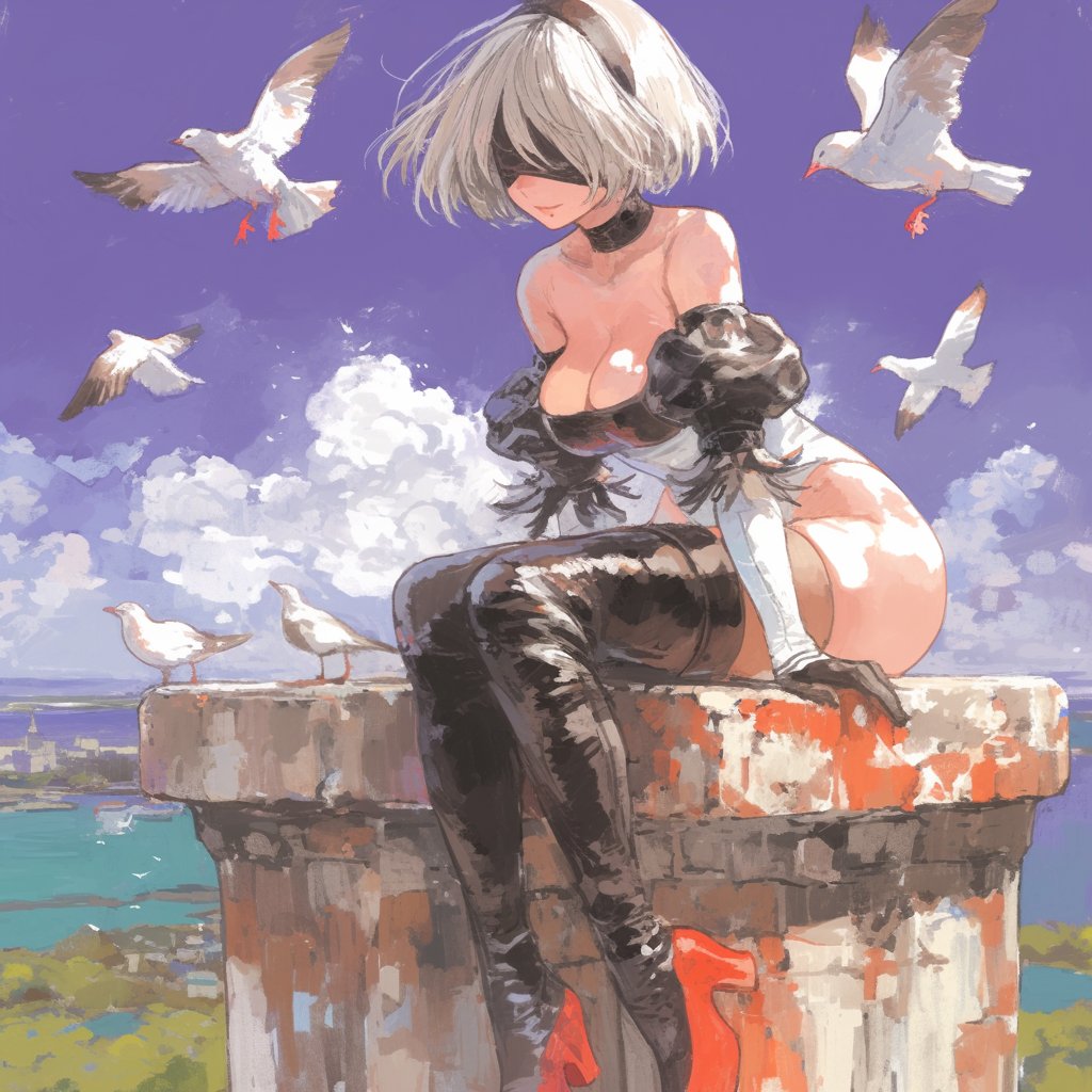 Up in the air. #NieRAutomata #NieR #2B #fanart