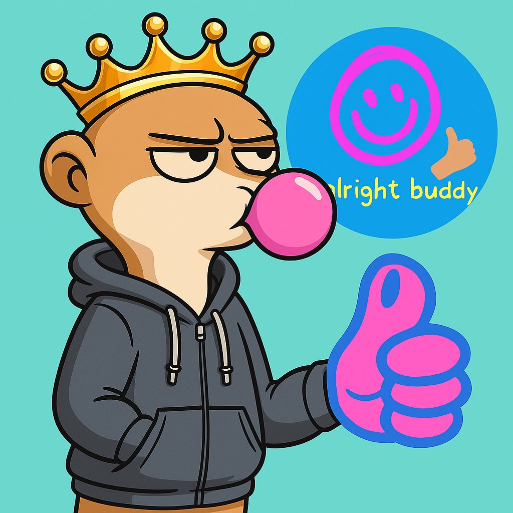 👑 Bubble gum in mouth. Hoodie zipped. Crown on point.

Alright buddy, the tunnels of #Meerkalypse are coming for the throne. 🐾☣️  
<a href="/alrightbuddyHL/">alright buddy</a> you better keep an eye open. 👀

Follow if you still believe in real degenerates. 🛡️🚀
#Hyperliquid #AlrightBuddy