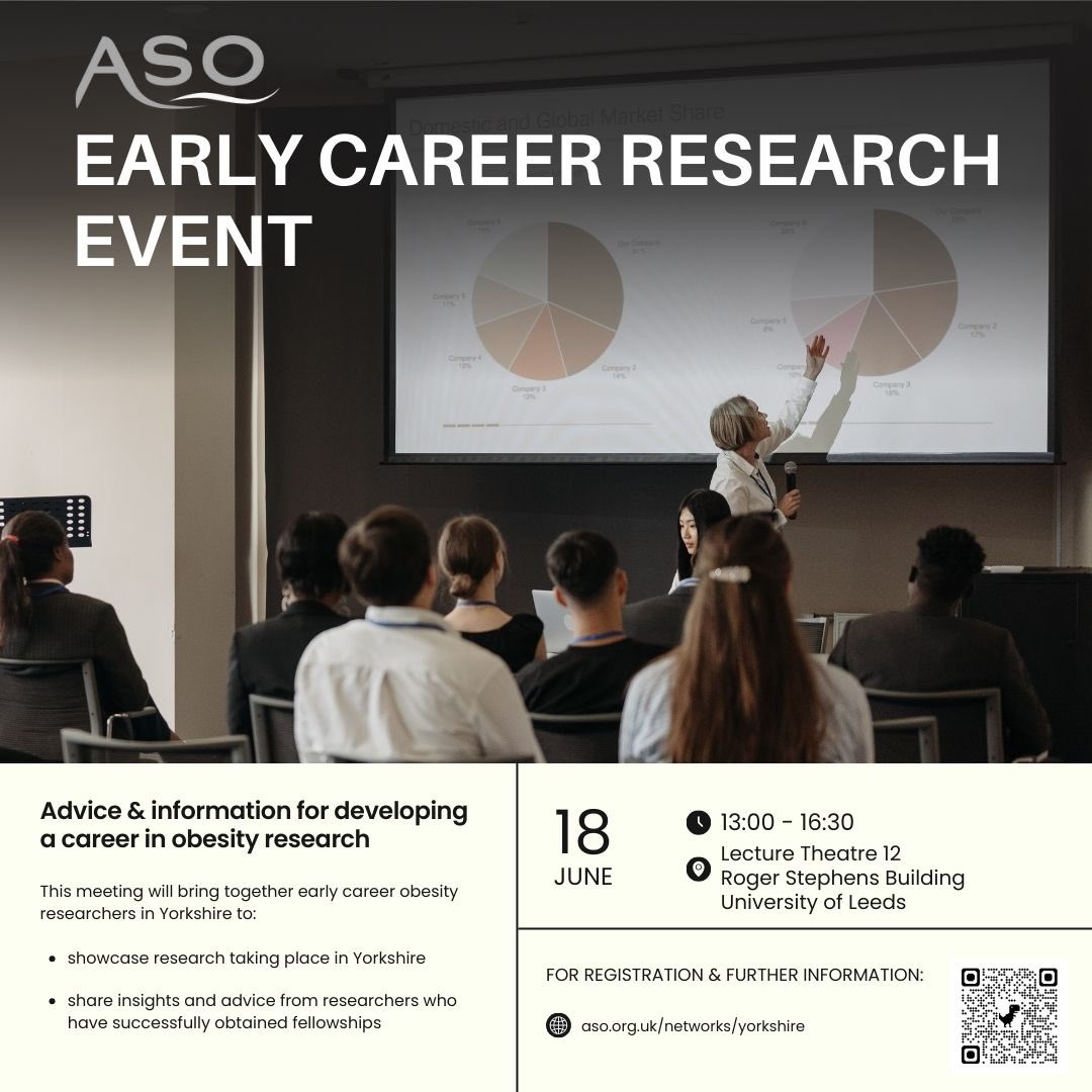 Join us in June for this #associationforthestudyofobesity early career event for #obesityresearchers at #universityofleeds. Advice on fellowships, career planning, networking. More info 👇