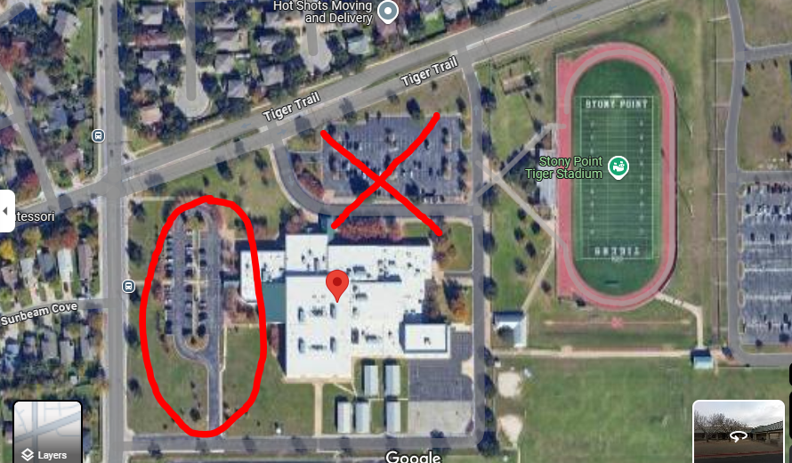 1. Parents and Guardians:
To keep students and staff safe this last month of school, we are adopting a new traffic pattern for parent drop off and pick up. We are asking that all parent pick up and drop off occur on the Sunrise side of the school.