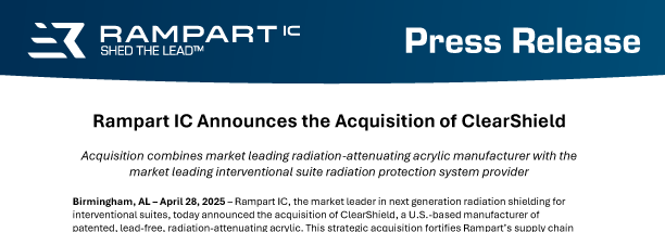 RAMPARTic's tweet photo. Rampart IC is proud to announce the acquisition of ClearShield.
ClearShield, the industry leader in lead-free, radiation-attenuating acrylic, is already a critical and trusted component in Rampart’s industry-leading protection systems. This strategic acquisition strengthens our ability to meet growing global demand for safe, sustainable radiation protection solutions.
"As the global leader in next generation radiation protection, our customers rely on us for innovation that doesn’t compromise safety or workflow, and this technology directly supports that promise” said Tom Livingston, CEO of Rampart.
https://t.co/g5yRW0fD59