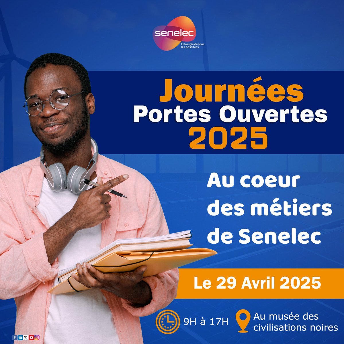 Senelecofficiel's tweet image. Retrouvez-nous à la Journée Portes Ouvertes de Senelec ce Mardi 29 Avril 2025 au Musée des Civilisations Noires de Dakar. 
#JPO #opportunités #stages #emploi #étudiants #formationprofessionnelle #formation #Management #technique 
#Senelec