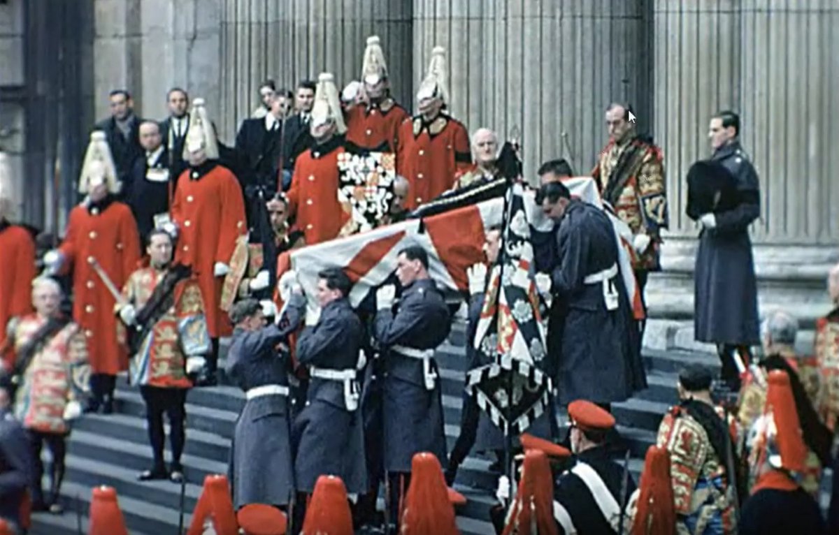 CourtStudies's tweet image. Heralds for many years very involved in organising key ceremonies - such as the state funeral of Winston Churchill. No longer involved to the same degree in the hands in organising the latest coronation. (Patric Dickinson (Former Clarenceux King of Arms) “Heralds as Courtiers”.)
