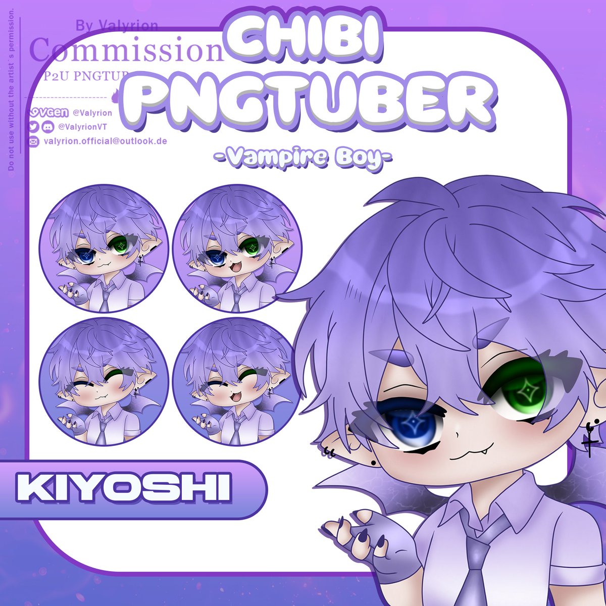 Liebe #GERVtuber gemeinde! 
Ich habe meinen ersten P2U PNGTUBER erstellt!
Falls jemand interesse an einen kleinen Vampir boy hat kann gerne bei meinem VGEN vorbei schauen <3
vgen.co/Valyrion