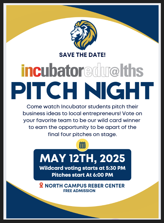 Join us for our 2025 INCubatoredu Final Pitch Night! In a "Shark Tank" like experience, student teams compete for the opportunity to receive real funding for their business ideas. One team will walk away with a $1,000 prize to help fund their business!
Over the course of the