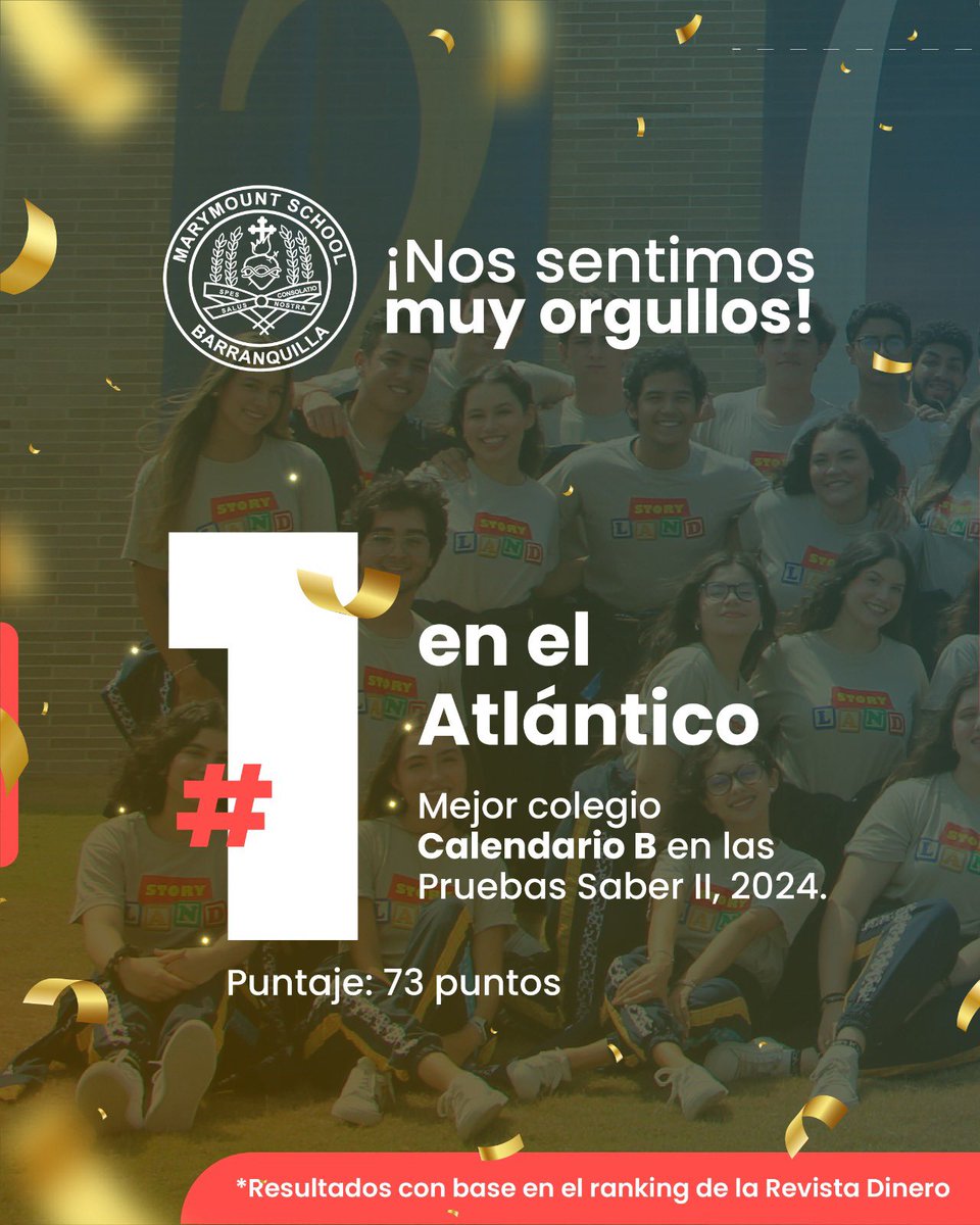 Marymountbq's tweet photo. Marymount shines bright!
#1 in Atlántico (Calendar B) and #5 overall in Pruebas Saber 11.
We climbed 18 spots nationally—#54 out of 13,000+ schools!
Leaders educating leaders: that’s The Marymount Way.
To our teachers and newest alumni: the sky belongs to the eagles—keep soaring! https://t.co/NJ3uvafOB7