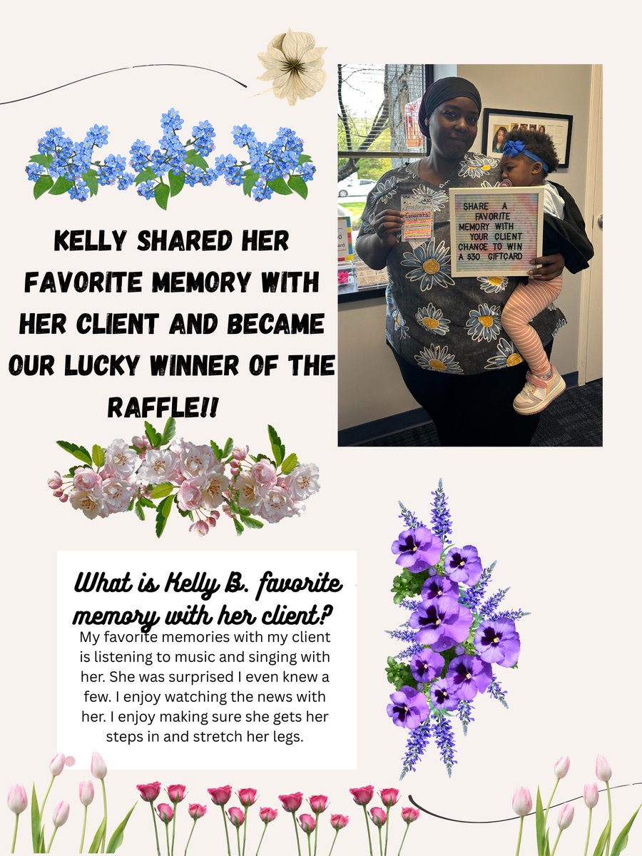abcchesterco's tweet image. Congratulations to Kelly B., our raffle winner! 🎉
Kelly shared her favorite memories with her client — and they are truly heartwarming. 💛 Thank you, Kelly, for all you do! 🌟

#tripdownmemorylane #alwaysbestcare