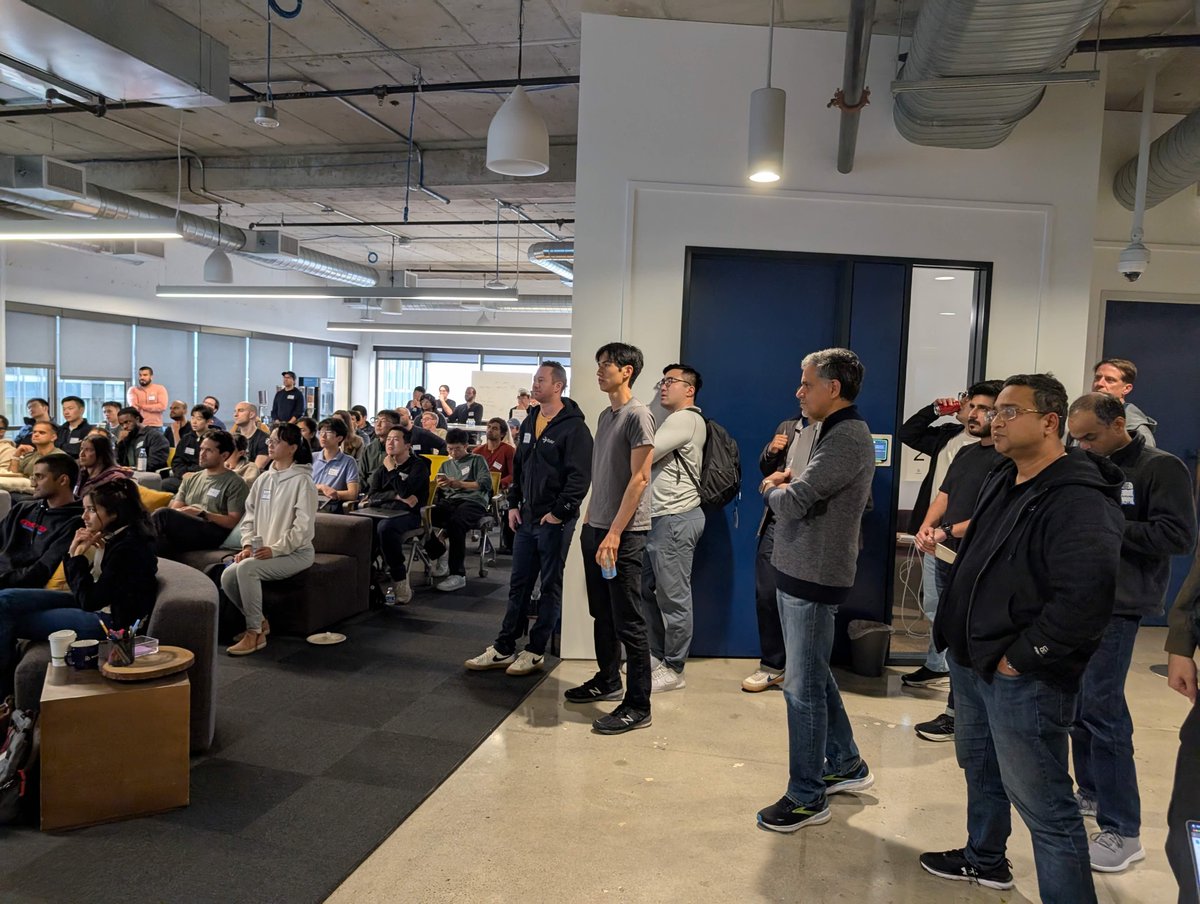 SkyPilot (@skypilot_org) on Twitter photo What a night! Huge thanks to everyone who came out to our first SkyPilot meetup — a packed house of builders and insightful convos.💥
Thanks to all speakers (<a href="/sisilmehta/">sisil mehta</a> <a href="/AbridgeHQ/">Abridge</a>, <a href="/woosuk_k/">Woosuk Kwon</a> <a href="/vllm_project/">vLLM</a>, <a href="/istoica05/">Ion Stoica</a>, et al) for sharing SkyPilot use cases, and <a href="/anyscalecompute/">Anyscale</a> What a night! Huge thanks to everyone who came out to our first SkyPilot meetup — a packed house of builders and insightful convos.💥
Thanks to all speakers (<a href="/sisilmehta/">sisil mehta</a> <a href="/AbridgeHQ/">Abridge</a>, <a href="/woosuk_k/">Woosuk Kwon</a> <a href="/vllm_project/">vLLM</a>, <a href="/istoica05/">Ion Stoica</a>, et al) for sharing SkyPilot use cases, and <a href="/anyscalecompute/">Anyscale</a>