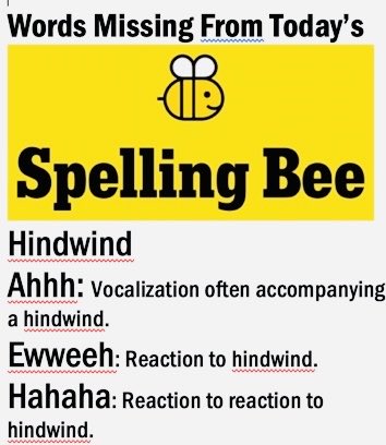 Hey, ⁦<a href="/SpellingBeeNYT/">NYT Spelling Bee Stories</a>⁩, normal body functions should not be excluded!