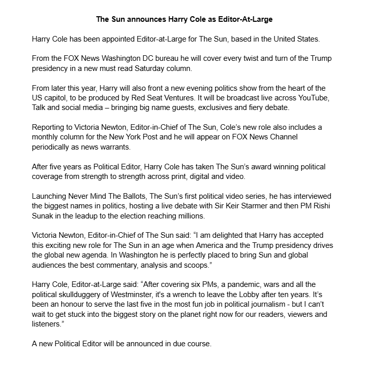 Being @thesun Political Editor for last 5 years has been an absolute honour and joy, but time for a new adventure

Will miss brilliant colleagues <a href="/ryansabey/">Ryan Sabey</a> <a href="/kateferguson4/">Kate Ferguson</a> <a href="/JackElsom/">Jack Elsom</a> <a href="/martinabettt/">Martina Bet</a> <a href="/hoffman_noa/">Noa Hoffman</a> <a href="/SophiaSleigh/">Sophia Sleigh</a> as well as best news desk in the biz

But wheels up 🇺🇸