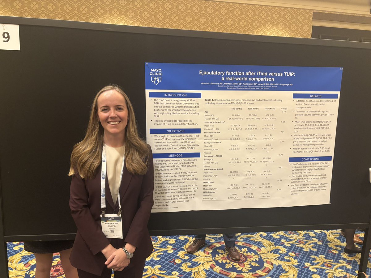 Logan Briggs (@logangbriggs1) on Twitter photo Our rising chief <a href="/V_S_Edmonds/">Victoria Edmonds</a> reports how preservation of antegrade ejaculatory function is better after iTind compared to TUIP <a href="/MayoUrology/">Mayo Clinic Urology</a> <a href="/MayoMitch/">Mitchell Humphreys, MD</a> Our rising chief <a href="/V_S_Edmonds/">Victoria Edmonds</a> reports how preservation of antegrade ejaculatory function is better after iTind compared to TUIP <a href="/MayoUrology/">Mayo Clinic Urology</a> <a href="/MayoMitch/">Mitchell Humphreys, MD</a>