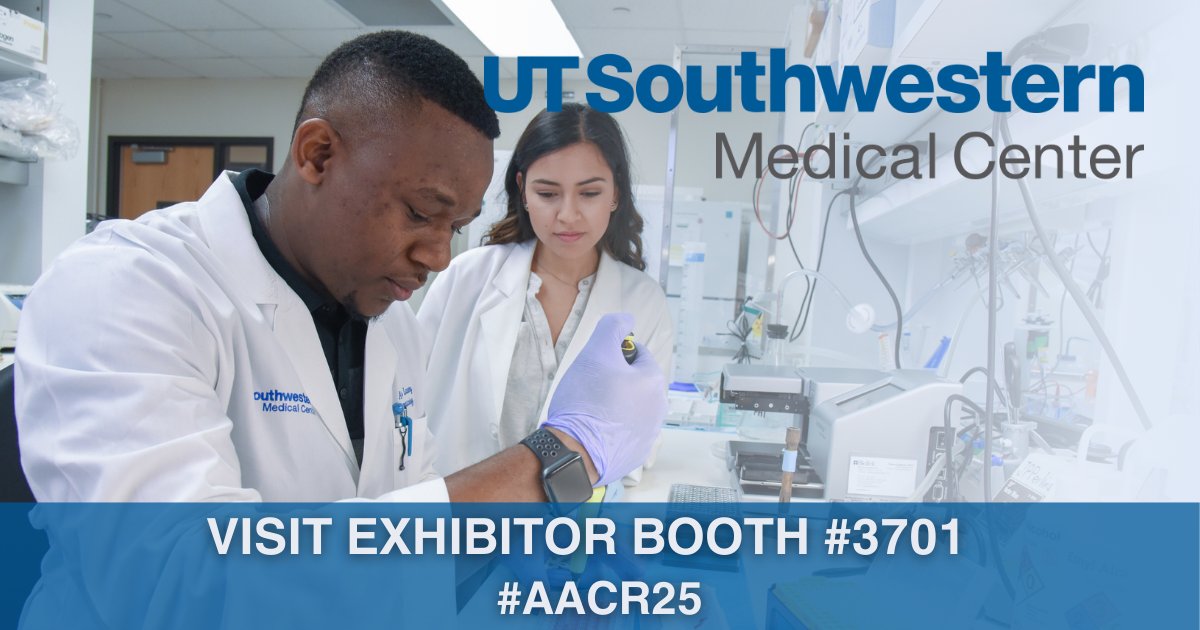 UTSW Science (@utswscience) on Twitter photo Don't miss <a href="/UTSWMedCenter/">UT Southwestern Medical Center</a> at #AACR25 to learn more about our graduate student, faculty, and postdoc opportunities! Visit us at booth #3701. bit.ly/4gAuEdW Don't miss <a href="/UTSWMedCenter/">UT Southwestern Medical Center</a> at #AACR25 to learn more about our graduate student, faculty, and postdoc opportunities! Visit us at booth #3701. bit.ly/4gAuEdW