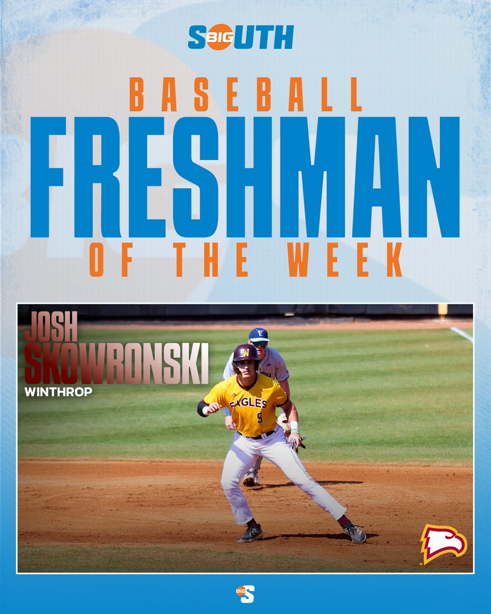 Big South Conference (@bigsouthsports) on Twitter photo He homered twice, doubled twice, posted a pair of three-hit games, and drove in five runs across four games for Winthrop πͺπ¦
<a href="/WinthropBSB/">Winthrop Baseball</a>'s Josh Skowronski is the #BigSouthBase Freshman of the Week! He homered twice, doubled twice, posted a pair of three-hit games, and drove in five runs across four games for Winthrop πͺπ¦
<a href="/WinthropBSB/">Winthrop Baseball</a>'s Josh Skowronski is the #BigSouthBase Freshman of the Week!