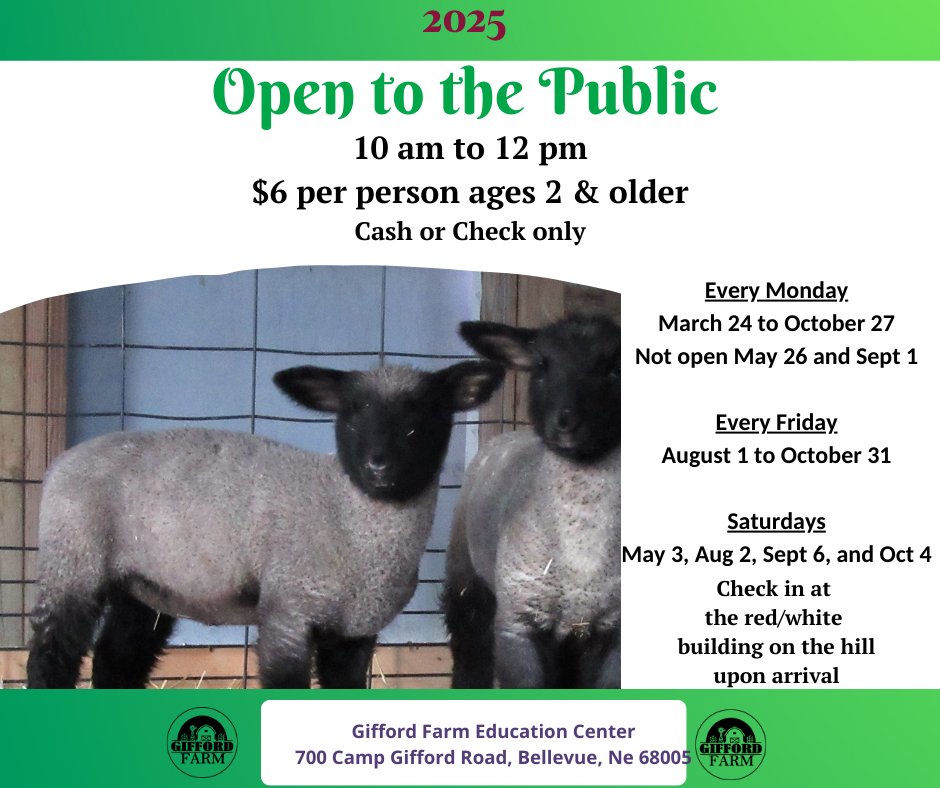 Join us for the 1st Saturday Open To The Public event at Gifford Farm on May 3rd 10AM-12PM! Admission is $6 per person ages 2 and older. Cash or Check only. We can't wait to see you!