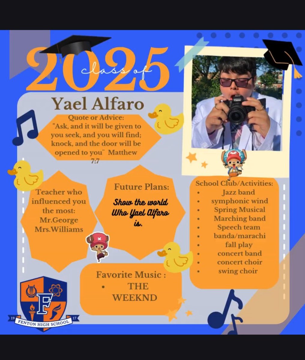 FentonChoir's tweet photo. As we go into our final week of preparation for our final concert we want to recognize and celebrate our Class of 2025 Seniors 🎓

Thank you for sharing your musical talents with us ❤️ We wish you the very best!  Come back and visit!!💙🧡
#untilwesingagain https://t.co/jpXcHTT7Y7