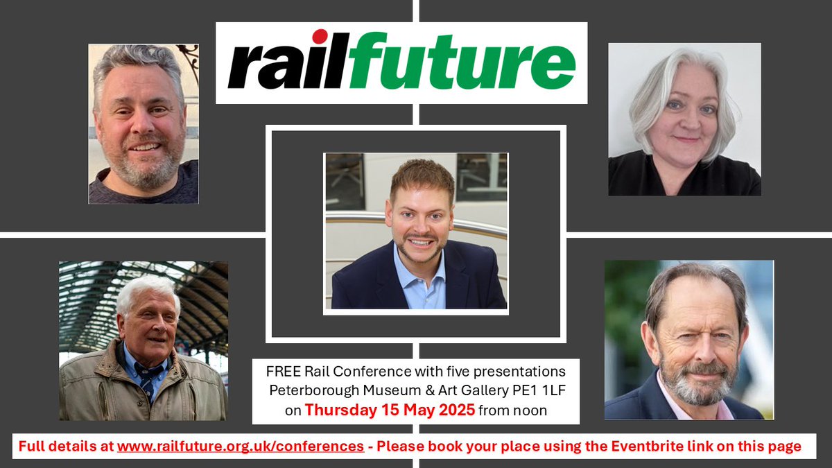 RailfutureEMids's tweet image. Just over two weeks before the @Railfuture mini-conference in Peterborough on Thursday 15 May - doors open at noon.

We have five presentations, with some high-level rail industry speakers.

Space is limited, so please book your FREE place  now - see railfuture.org.uk/conferences/.