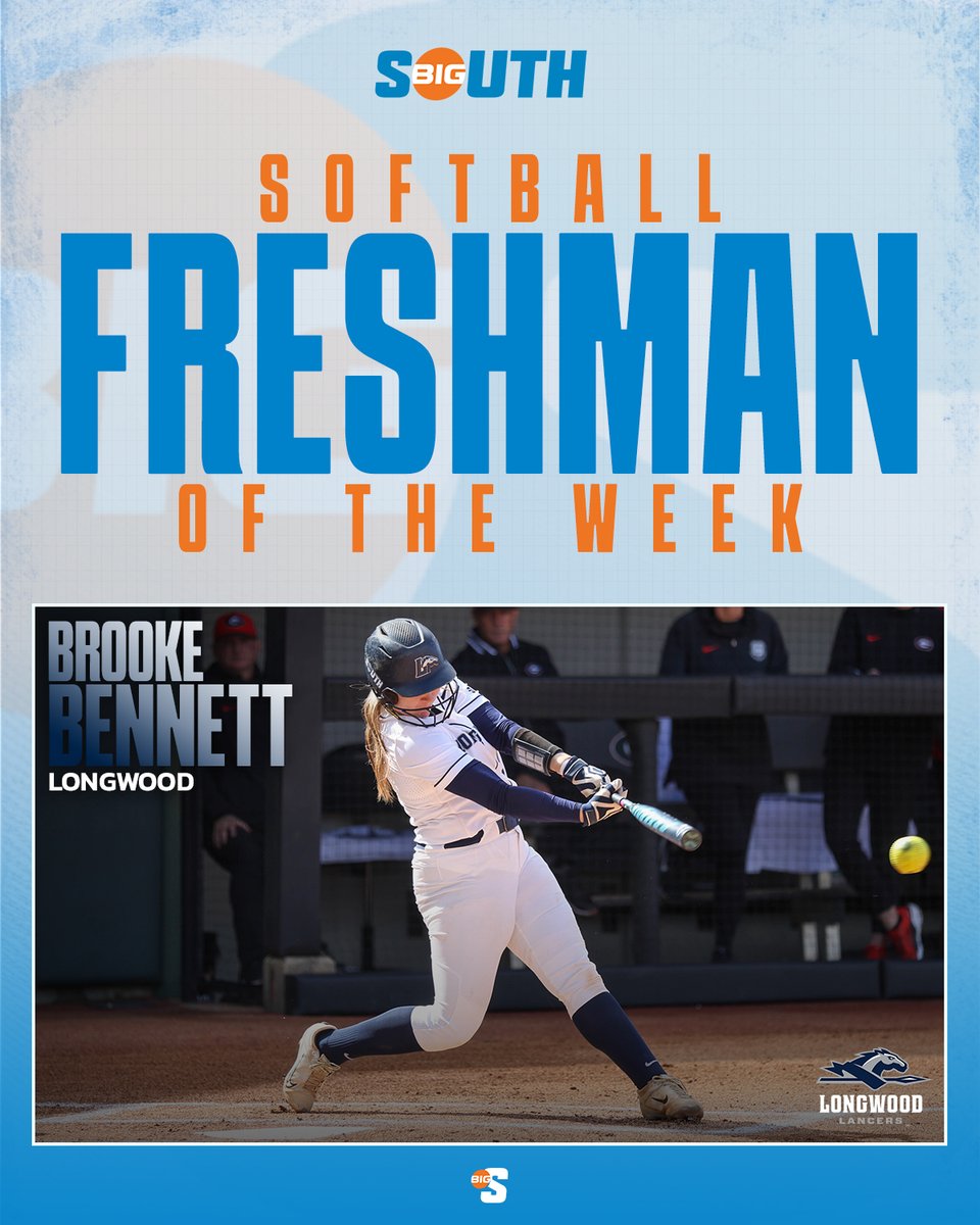 She slugged .526 to go with a home run, double and five runs scored to help the Lancers sweep 🧹 the Spartans! 💪

<a href="/LongwoodLancers/">Longwood Lancers</a> // <a href="/LongwoodSB/">Longwood Softball</a>'s Brooke Bennett is the #BigSouthSB Freshman of the Week!