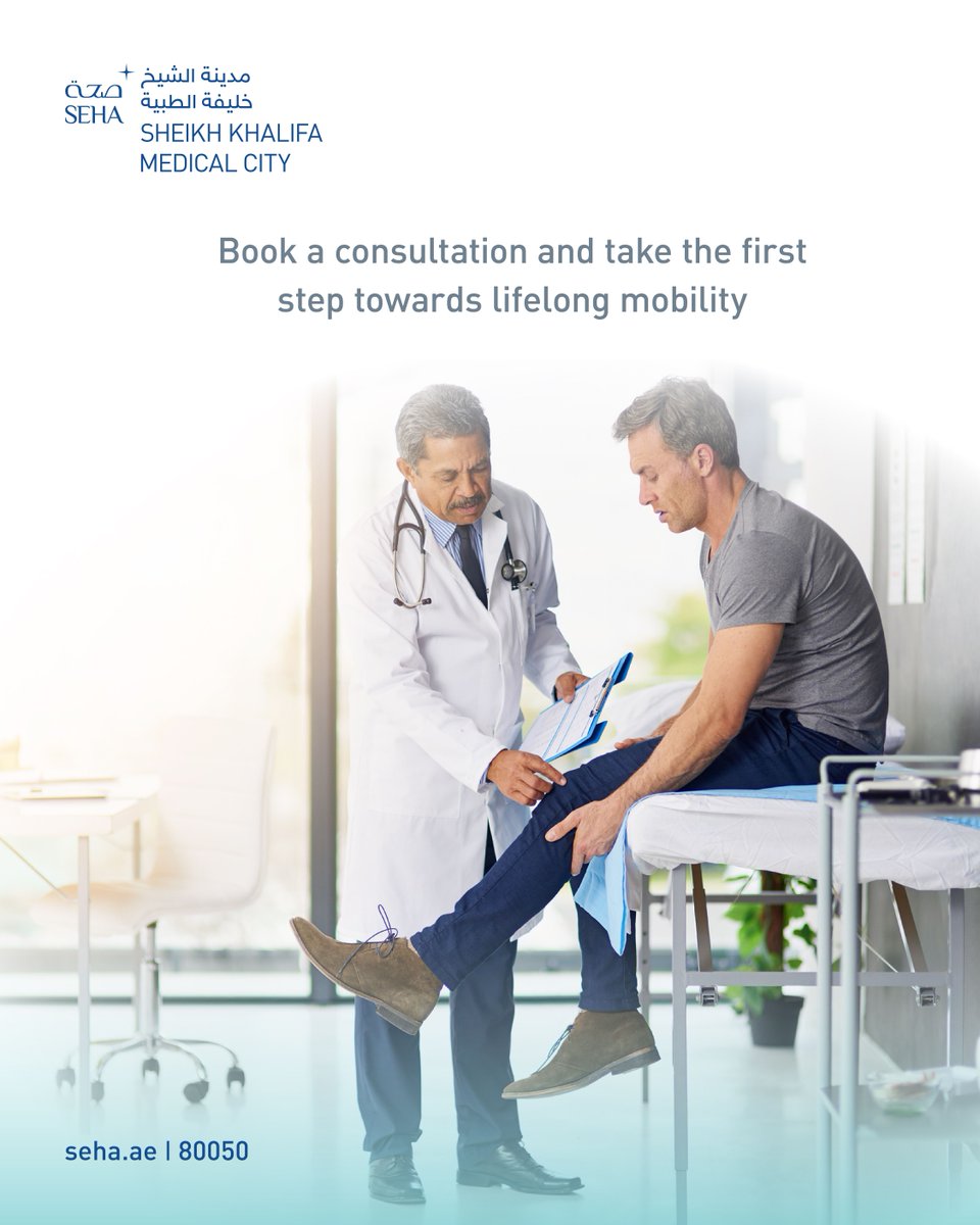 SKMCAbuDhabi's tweet image. Aging is natural. Stiffness isn’t. Discover how you can keep your joints happy and healthy. Need further assistance? Book a consultation with one of our Orthopedic experts. Call 80050, WhatsApp 024102200, or use the SEHA app.

#SKMC #SEHA #Healthcare