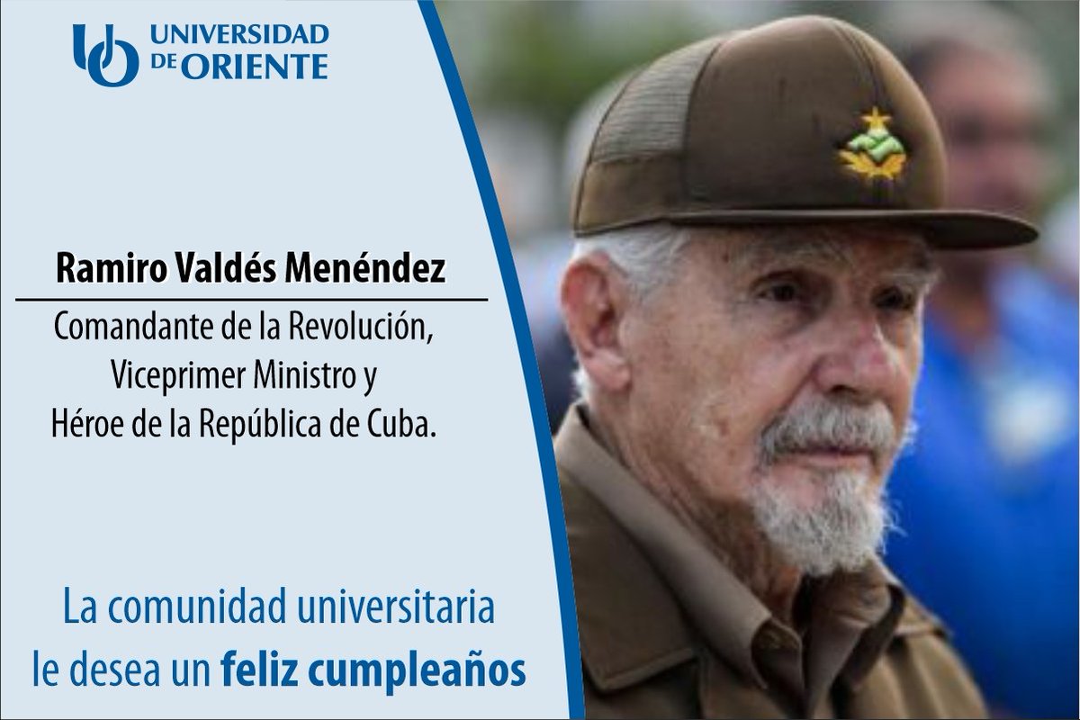 Muchas felicidades en su cumpleaños al Comandante de la Revolución Ramiro Valdés Menéndez, Héroe de la República de Cuba y Viceprimer Ministro. Gracias por su ejemplo de valor, fidelidad y su entrega a la obra de la #Revolución cada día. #OrgulloUO