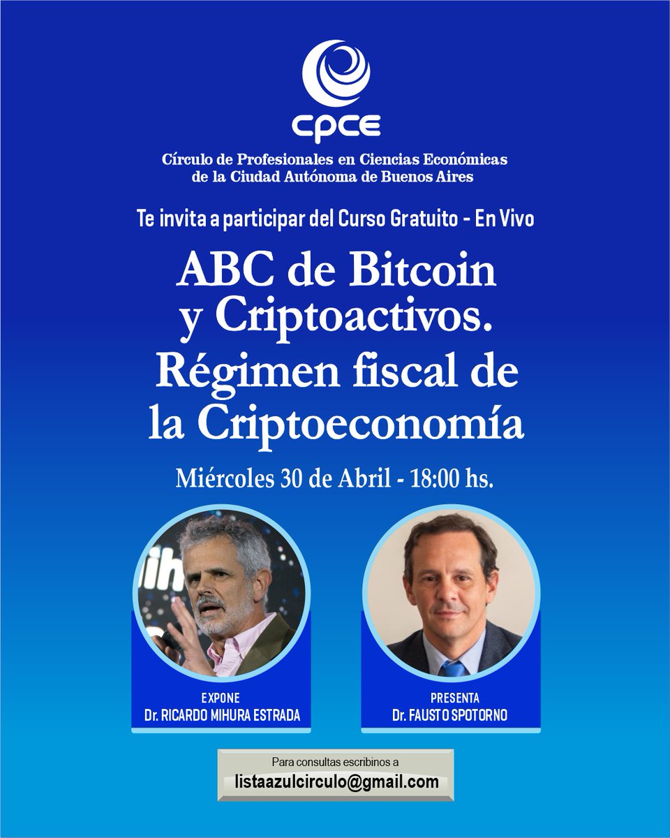 Riky Mihura (@rikymihura) on Twitter photo Este miércoles a las 18 hs, estaré con <a href="/fspotorno/">Fausto Spotorno</a> en esta capacitación inicial en #bitcoin y #cripto, orientada a #contadores Inscripción previa sin costo 👉eventbrite.com.ar/e/abc-de-bitco… Este miércoles a las 18 hs, estaré con <a href="/fspotorno/">Fausto Spotorno</a> en esta capacitación inicial en #bitcoin y #cripto, orientada a #contadores Inscripción previa sin costo 👉eventbrite.com.ar/e/abc-de-bitco…