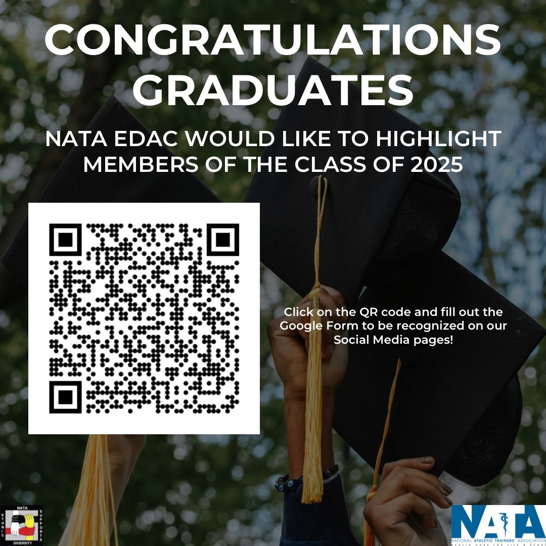 Are you graduating this year? NATA EDAC would like to highlight you on our social media platforms. Please use the QR code on the photo to fill out the google form. #EDAC365 #Classof2025