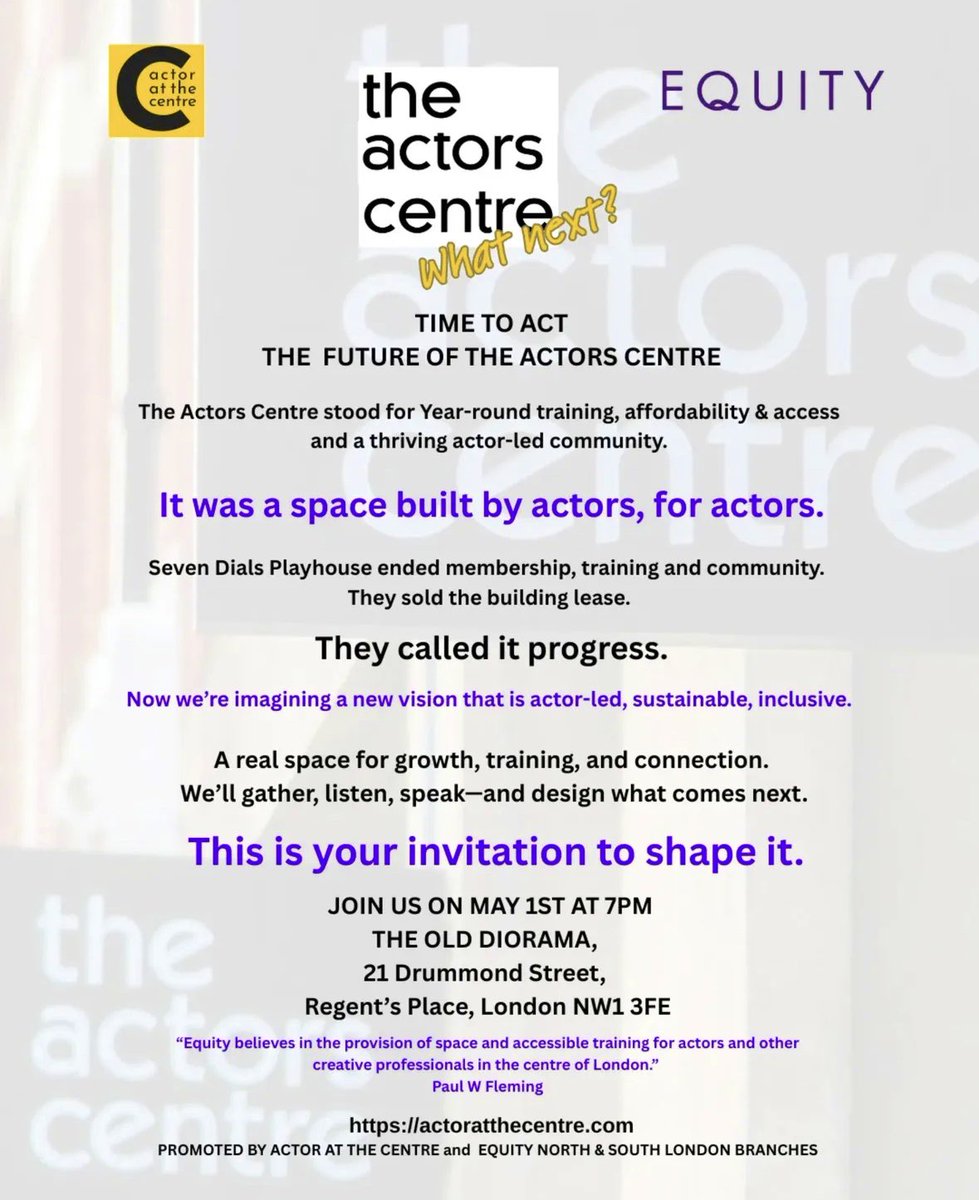 actoratthecentre (@actoratcentre) on Twitter photo At this critical time for the Arts, are you ready to shape the future of actor training & community? Both <a href="/paulwfleming/">Paul W Fleming</a> General Secretary of <a href="/EquityUK/">Equity</a> andAATC team member Simon Callow certainly are. Come & join us on May 1st and make you voice heard. <a href="/TheStage/">The Stage</a> <a href="/lyngardner/">lyngardner</a> At this critical time for the Arts, are you ready to shape the future of actor training & community? Both <a href="/paulwfleming/">Paul W Fleming</a> General Secretary of <a href="/EquityUK/">Equity</a> andAATC team member Simon Callow certainly are. Come & join us on May 1st and make you voice heard. <a href="/TheStage/">The Stage</a> <a href="/lyngardner/">lyngardner</a>