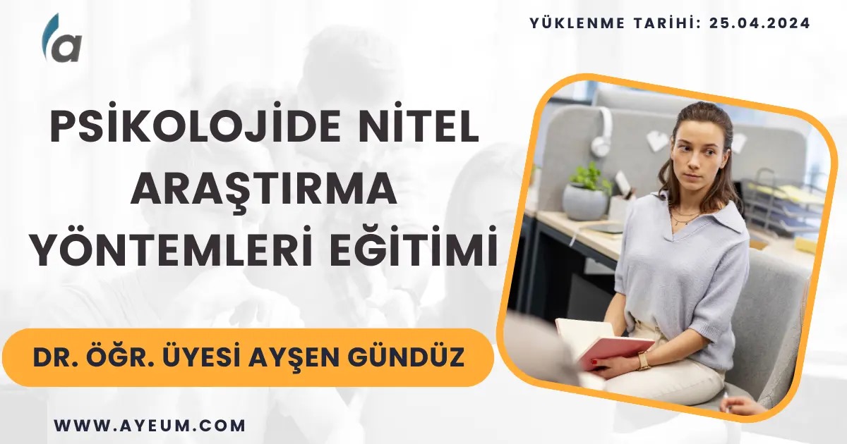 "Psikolojide Nitel Araştırma Yöntemleri Eğitimi"
 
Dr. Öğr. Üyesi Ayşen Gündüz ile nitel araştırma tekniklerini öğrenin, akademik çalışmalarınızı bir üst seviyeye taşıyın.

 ayeum.com

#psikoloji #nitelaraştırma #eğitim #akademikbaşarı #ayeum