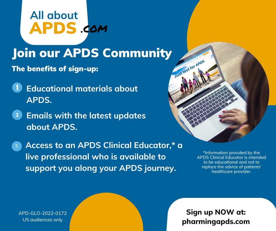 Join our community for regular emails about APDS. Sign-up also provides access to an APDS Clinical Educator* available via phone or email to work with you and your family as you learn more about APDS. Sign up now at bit.ly/4010ISN
*US audiences only