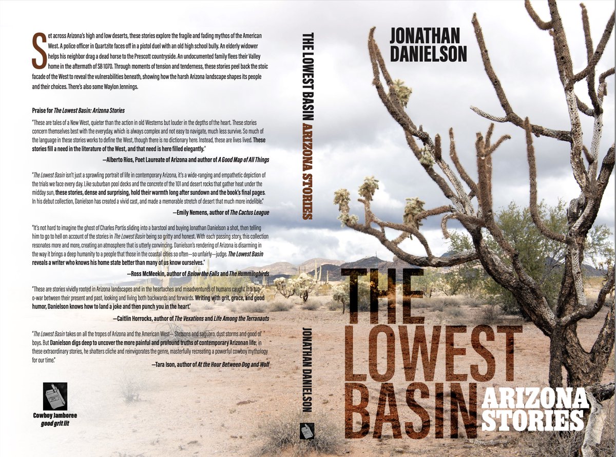 JonathanIn2K's tweet image. Full cover reveal!
Thank you again to all the amazing writers who gave their time to blurb my collection: Tara Ison, Caitlin Horrocks, Ross McMeekin (@RossMcMeekin), Emily Nemens, & Alberto Rios!
THE LOWEST BASIN: ARIZONA STORIES, available tomorrow from @CowboyJamboree