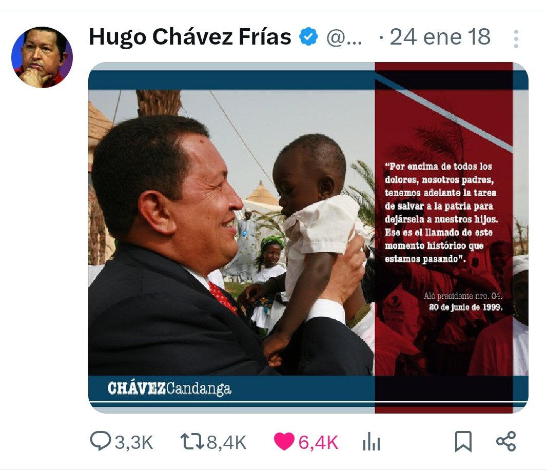 Nuestro eterno líder siempre, un ejemplo en la comunicación, revolucionó la TV, la radio y por supuesto las redes ❤️ 

#15AñosChávezCandanga