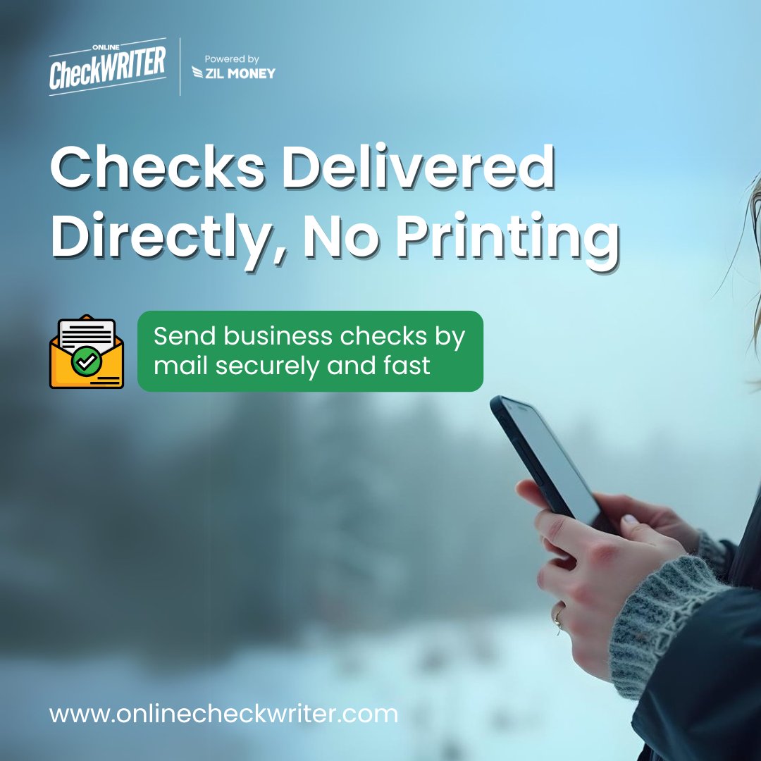 webcheckwriter's tweet image. Want to send checks by mail quickly? OnlineCheckWriter.com – Powered by Zil Money handles it securely and professionally for your business.
Learn more: onlinecheckwriter.com/checks-by-mail
Click here for interactive demo: onlinecheckwriter.storylane.io/share/wpinszvw…
#SendChecksByMail #CheckMailingService