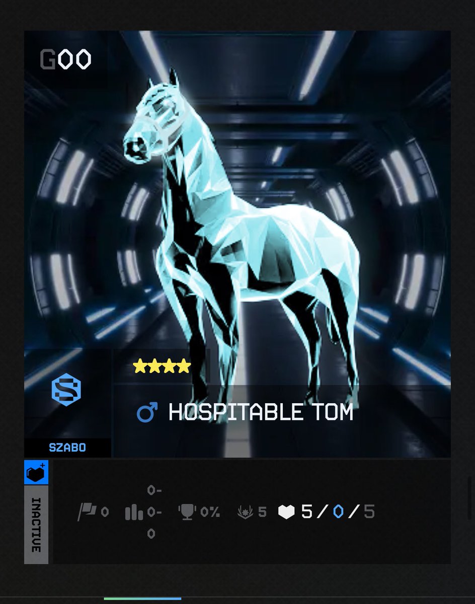 Welcome to the stable Hospitable Tom! Here’s to some good breeds and a massive piece in the game for me to own🔥

Game is live tonight LFG🏁🐎
<a href="/zed_champions/">ZED CHAMPIONS</a>