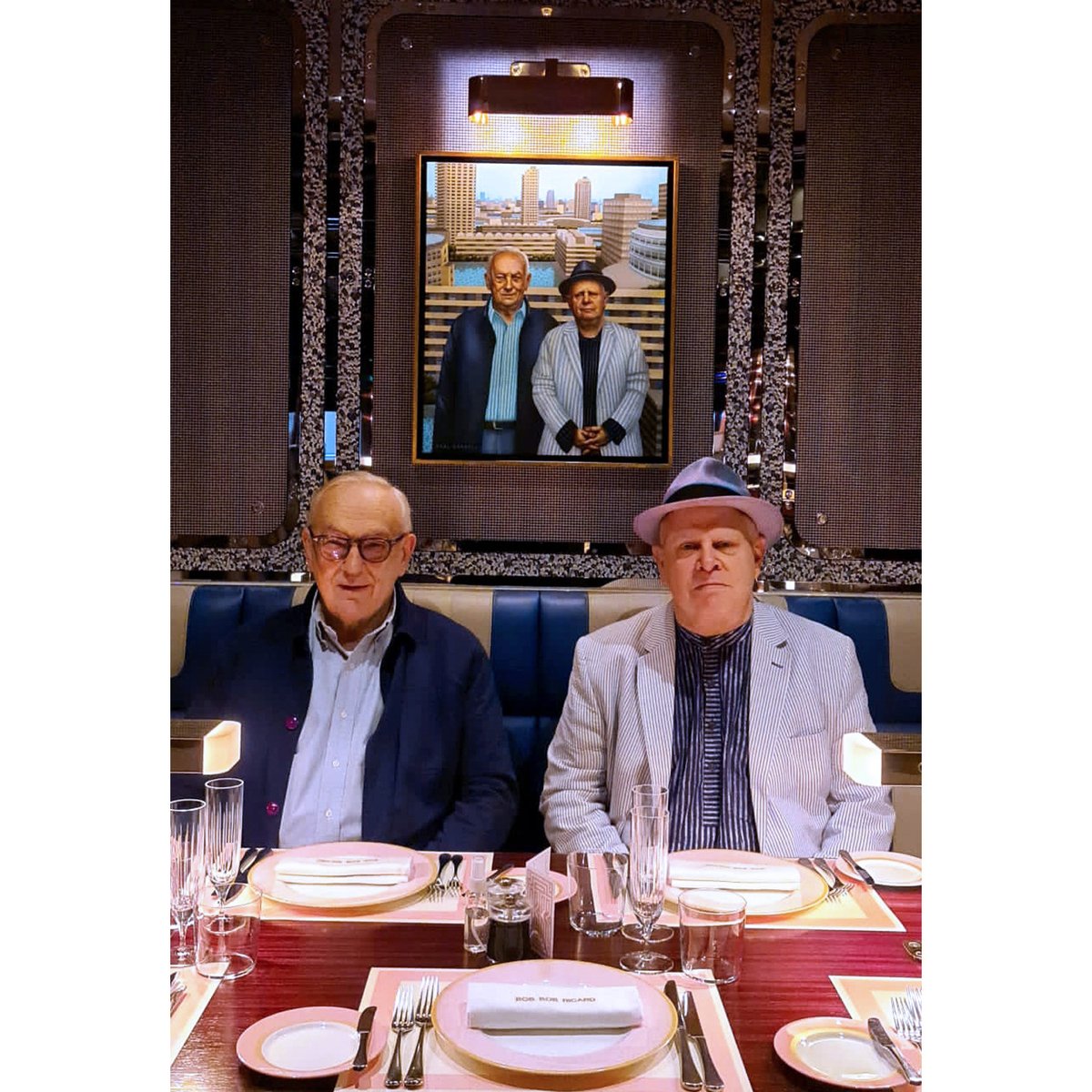 Sorry to learn of the death of food critic/writer Richard Vines <a href="/Richardvines/">Richard Vines</a> . I had the honour to meet &amp; paint him a few years ago (as part of a commission for <a href="/bobbobricard/">Bob Bob Ricard</a>). He is depicted here with his friend, chef Pierre Koffmann <a href="/KoffmannPierre/">Pierre Koffmann</a> .