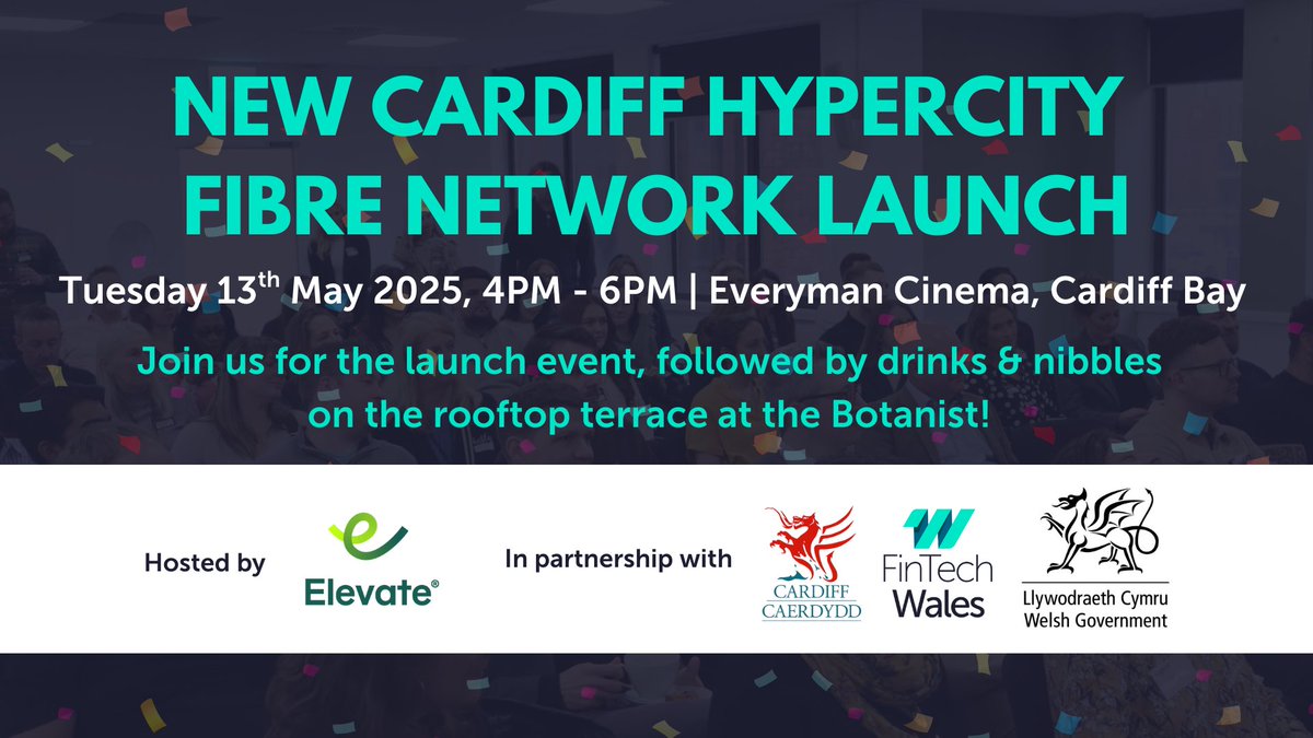 🥂 Our May Monthly Networking event is a little different!

We’re delighted to be co-hosting the event with Elevate! Join us as we celebrate the launch of Cardiff’s brand-new hyperfast full fibre internet network with informal networking drinks.

🎟️ 👉 eventbrite.com/e/new-cardiff-…