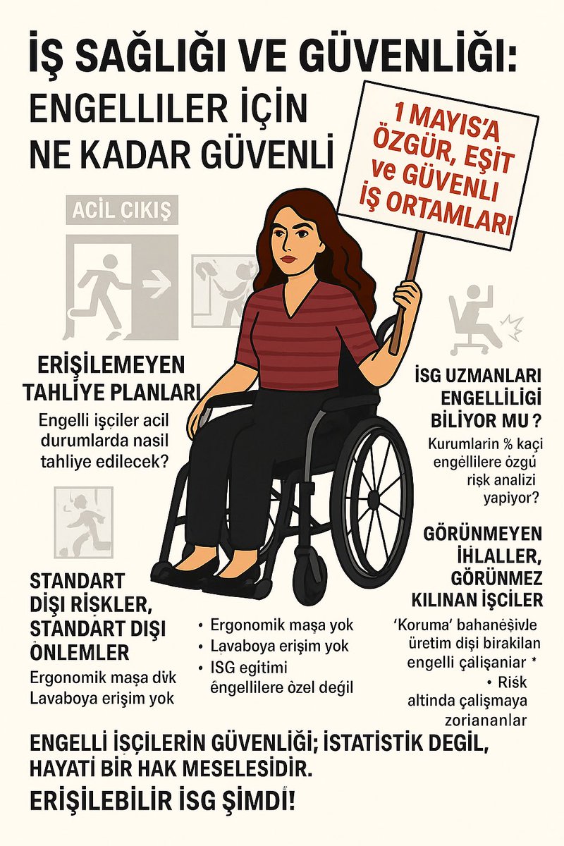 Ezgi_'s tweet photo. 28 Nisan Dünya İş Sağlığı ve Güvenliği Günü
Peki iş güvenliği standartları gerçekten herkesi kapsıyor mu?
Engelli çalışanların özgün ihtiyaçları görmezden gelindiğinde, “güvenlik” eksik ve adaletsiz kalır
Gerçek güvenlik, herkes içindir!
@csgbakanligi @is_guvenligi @tisko_org_tr https://t.co/Qq7IUXxpya