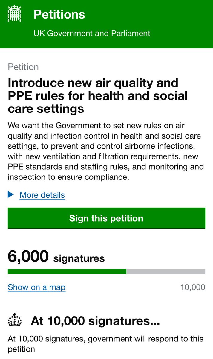 Cat in the Hat 🐈⬛ 🎩 🇬🇧 (@_catinthehat) on Twitter photo 🥳 We’ve hit 6K signatures on the petition for better infection controls against airborne illnesses in healthcare!
But we’ve still got a LONG way to go to reach 10K in the next 2 weeks before the petition closes on 11 May.
Please SIGN & SHARE now!
✍🏻 petition.parliament.uk/petitions/7003… 🥳 We’ve hit 6K signatures on the petition for better infection controls against airborne illnesses in healthcare!
But we’ve still got a LONG way to go to reach 10K in the next 2 weeks before the petition closes on 11 May.
Please SIGN & SHARE now!
✍🏻 petition.parliament.uk/petitions/7003…