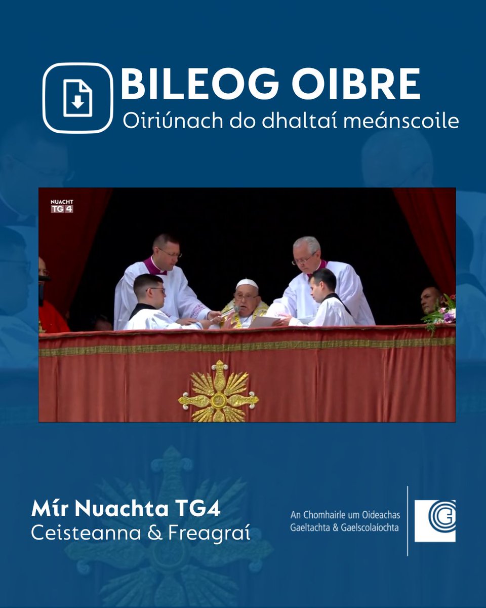 FoghlaimTG4's tweet image. An tseachtain seo, tá ár gcuid scéalta ón nuacht ar fad bunaithe ar an bPápa Proinsias a d’imigh ar shlí na fírinne i rith na Cásca. Tá bileoga oibre ar fáil ag na nascanna thíos🔗

#gaeilge #learningirish #irishteachers #teachingresources