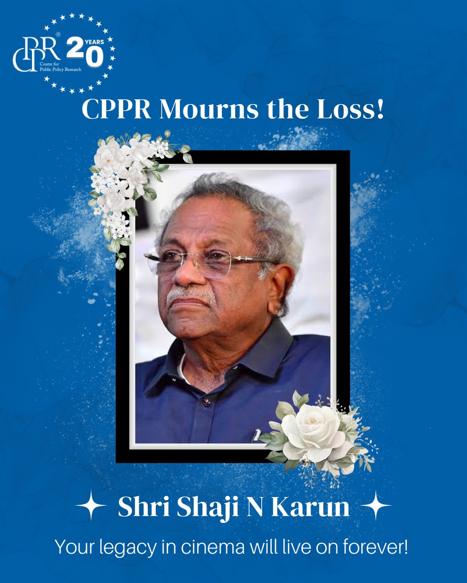 It is with profound sorrow that we at #CPPRIndia mourn the loss of Shri Shaji N Karun — a towering figure in the world of cinema whose contributions and mentorship have left an indelible mark on our journey.

We cherish the enriching discussions and debates we shared with him