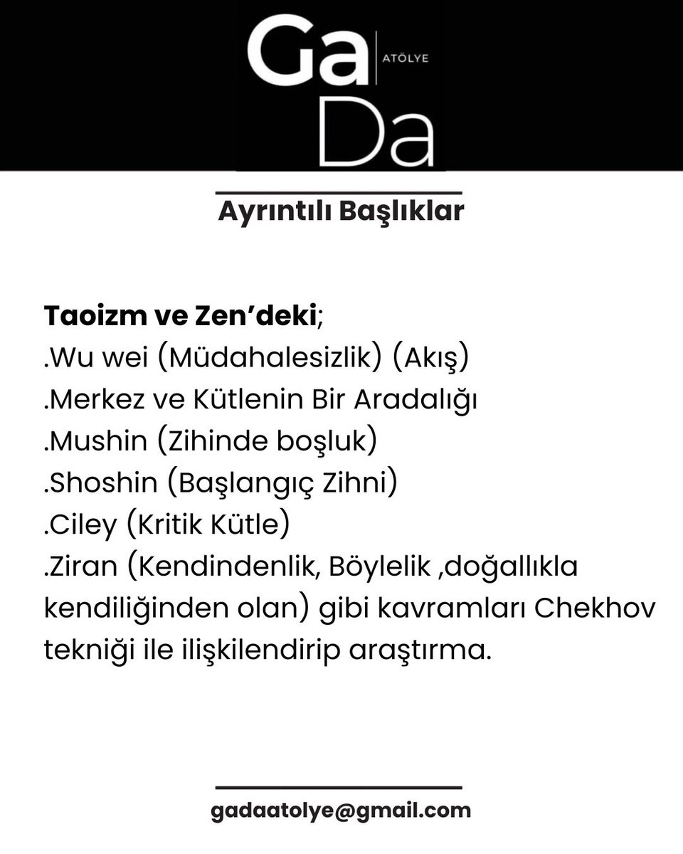 10 mayısta başlıyor.📢
Son kontenjanlar.
Kayıt ve bilgi:gadaatolye@gmail.com