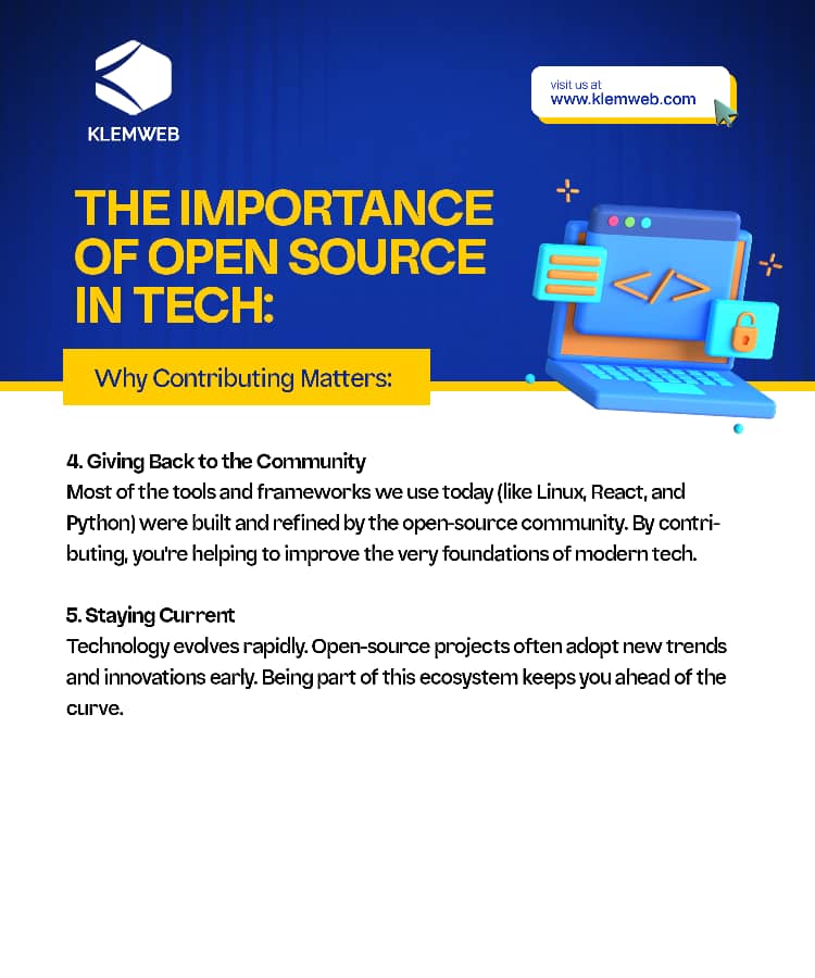The Importance of Open Source in Tech: Why Contributing Matters.

Join us to learn how you can start making your mark on the world through open-source!

#OpenSource #TechCommunity #SoftwareDevelopment #LearnAndGrow #ContributeToCode