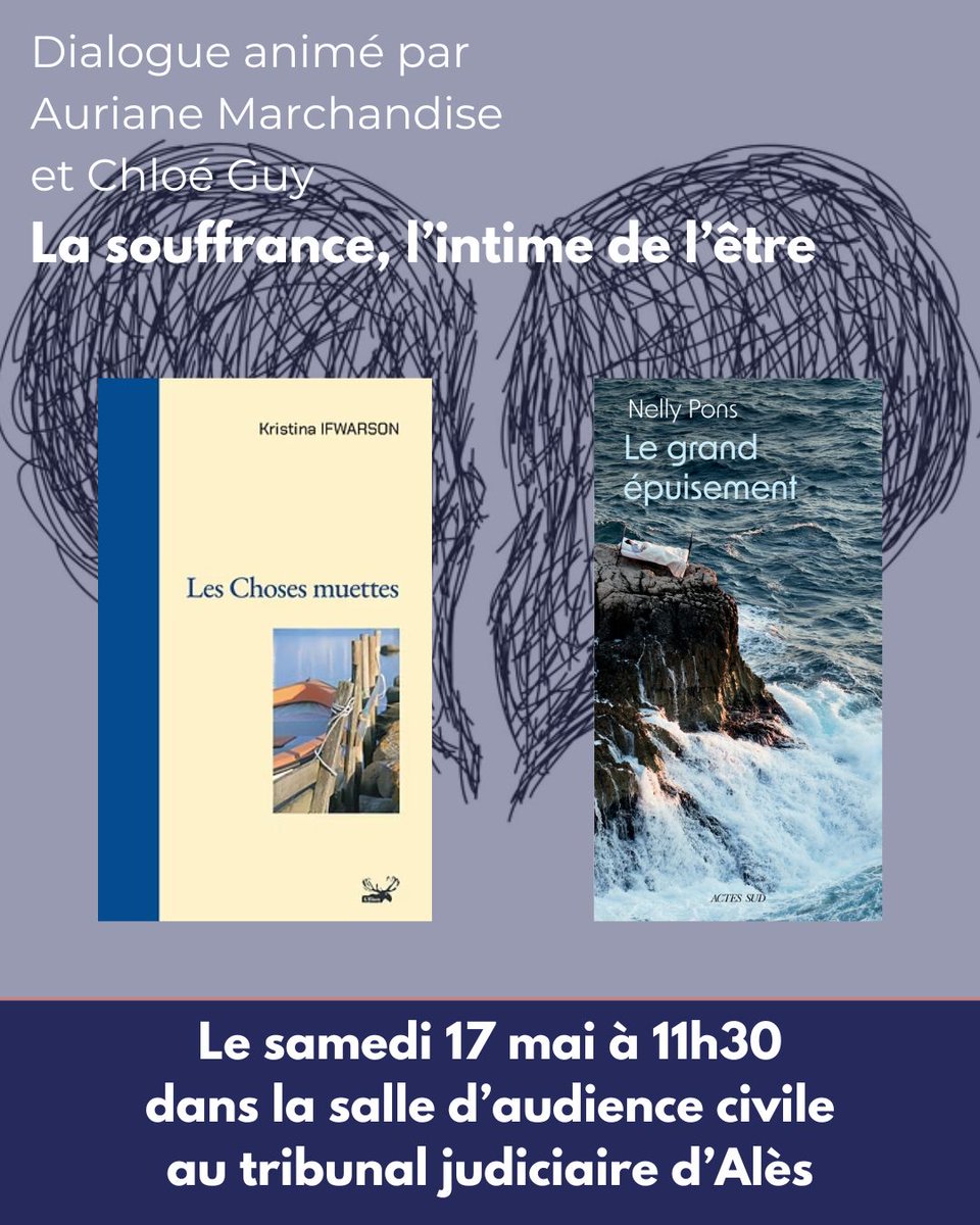 La souffrance, l’intime de l’être
🎤 Dialogue animé par Auriane Marchandiseet Chloé Guy (Lycée Bellevue) avec :
📚 Kristina Ifwarson, Les choses muettes (Ginkgo, 2025)
📚 Nelly Pons, L’épuisement (Actes Sud, 2025)