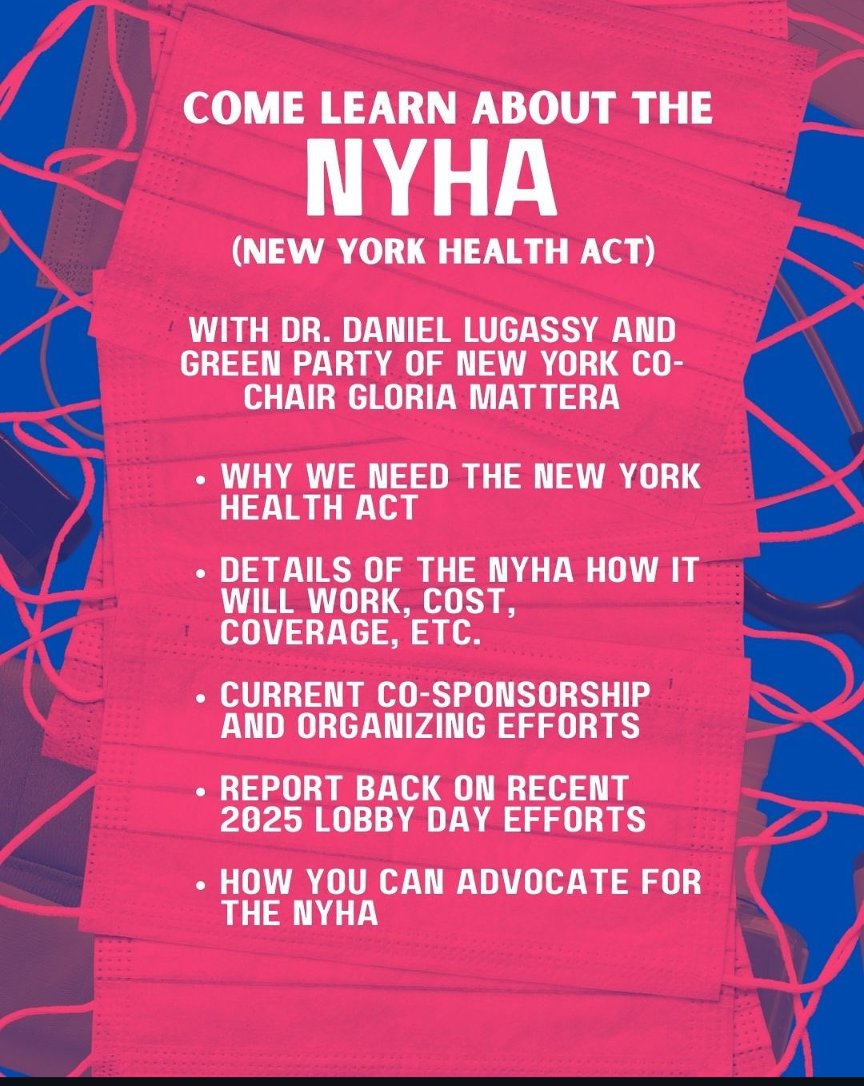Daniel Lugassy #PassNYHealth 🌻🍎 (@toxdanny) on Twitter photo NYHA 101: Join the <a href="/gpny/">Green Party NY 🌻</a> forum tonight Monday April 28th 7-8:30PM EST via Zoom to learn more about #NYHealthAct and how we can have UNIVERSAL healthcare coverage for EVERYONE living and working in NY state.#PassNYHealth
RSVP here for Zoom link:
us06web.zoom.us/meeting/regist… NYHA 101: Join the <a href="/gpny/">Green Party NY 🌻</a> forum tonight Monday April 28th 7-8:30PM EST via Zoom to learn more about #NYHealthAct and how we can have UNIVERSAL healthcare coverage for EVERYONE living and working in NY state.#PassNYHealth
RSVP here for Zoom link:
us06web.zoom.us/meeting/regist…