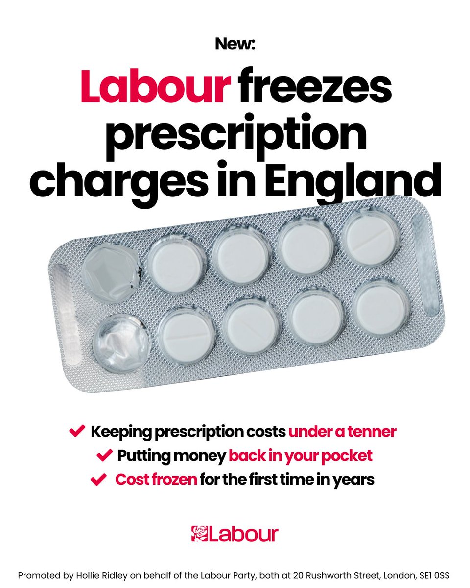 The Labour Party (@uklabour) on Twitter photo For years, the price you pay for prescriptions has gone up. 
Today, this Labour government is freezing them to help ease the cost of living. For years, the price you pay for prescriptions has gone up. 
Today, this Labour government is freezing them to help ease the cost of living.